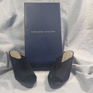 Adrienne Vittadini Black Open-Toe Mules